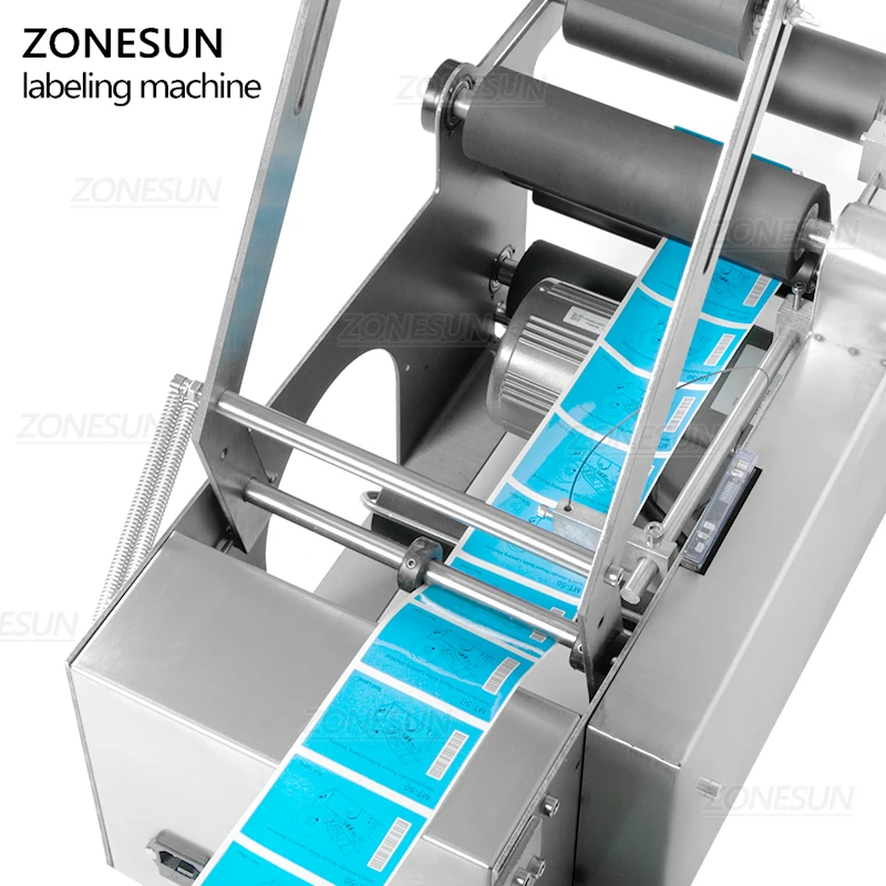 ZONESUN MT-50 Semi Automatic Glass Ampoule Vial Tin Can Plastic Round Bottle Labeling Machine Sticker Packaging Label Applicator