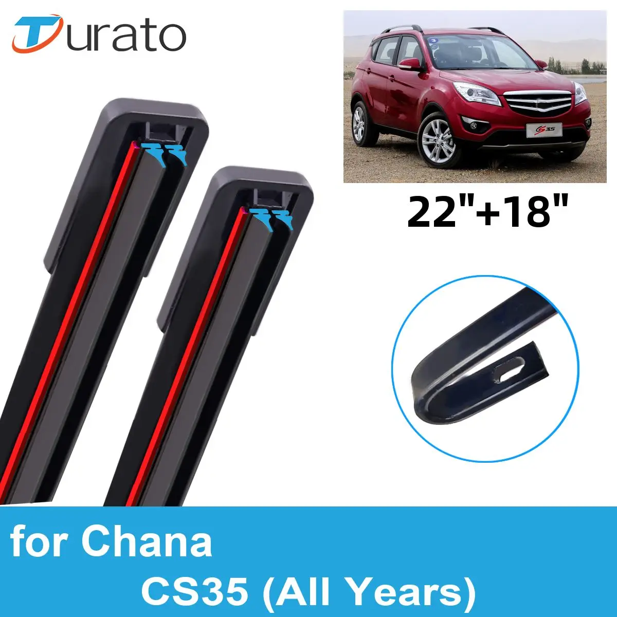 2PCS Car Wiper Blades for All Years Chana CS35 Front Windscreen Windshield Wipers Double Rubber Car Accessories