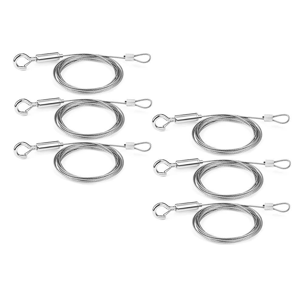 ABGR-6 pezzi di fune metallica in acciaio inossidabile resistente, filo per appendere quadri regolabile da 2 m per lampada a sospensione hardware a specchio