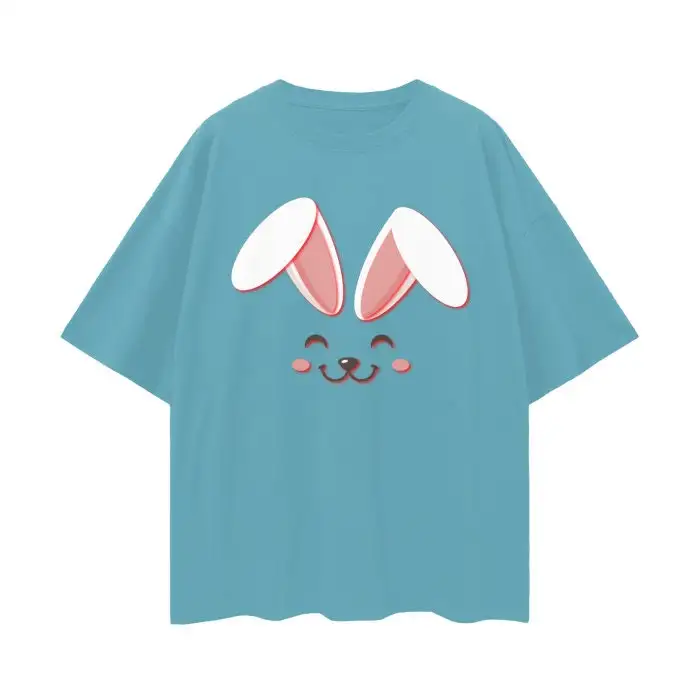 Easter Bunny T shirt Cute Ears Happy Streetwear 100 Cotton Loose Basic