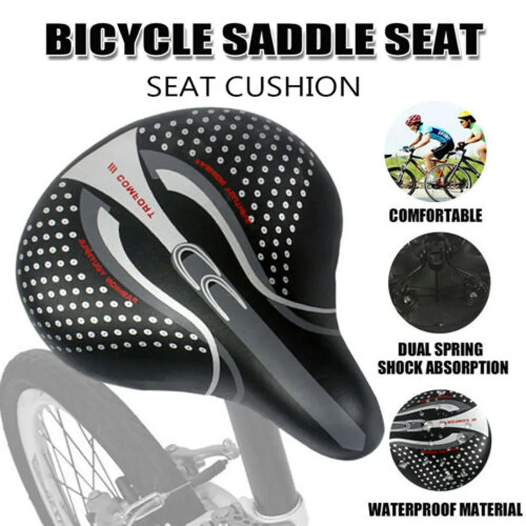 Comfort Extra Wide Big Bum Bike Bicycle Gel Soft Pad Saddle Seat Sporty Black