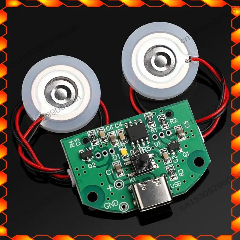 -AT52 Módulo de atomización de doble pulverización Humidificador USB Placa de circuito de conducción Incubación DIY Verde y blanco