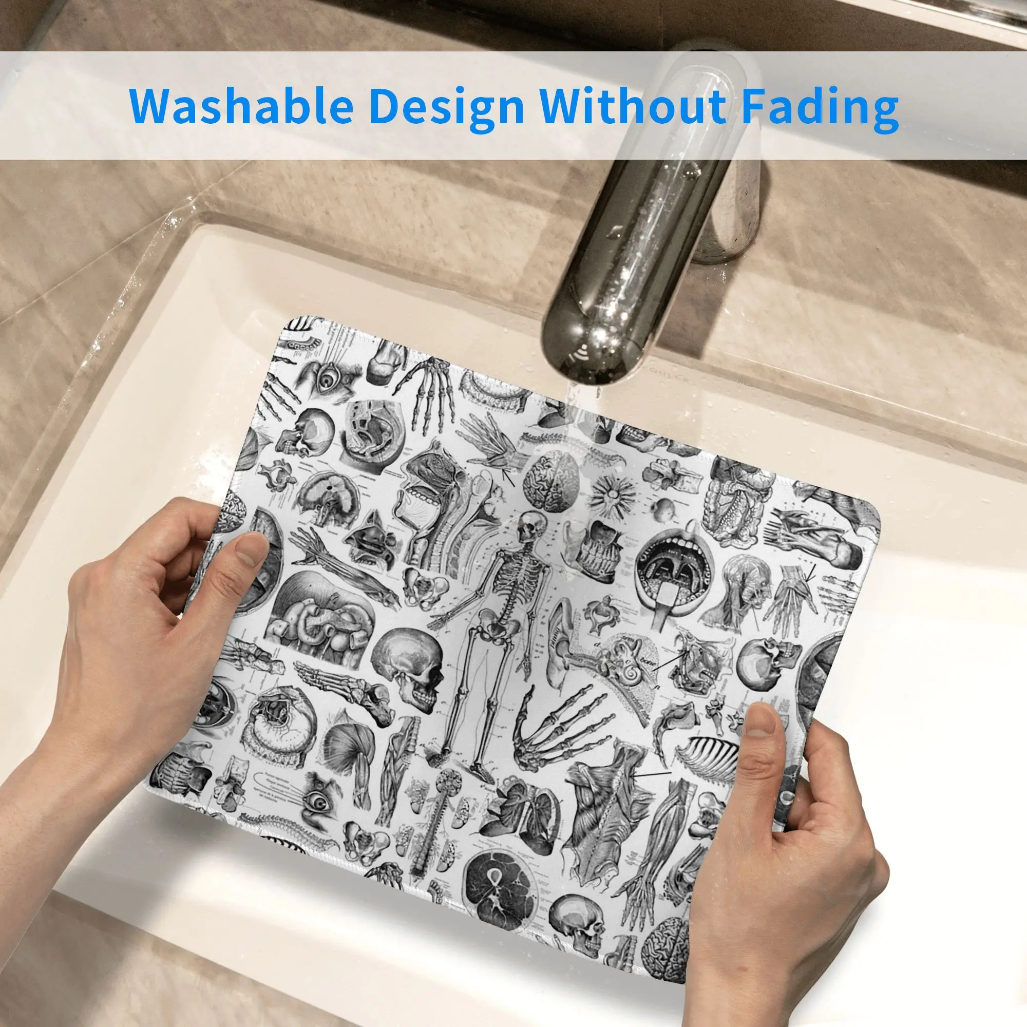 人体解剖学ホワイトプリントマウスパッドコンピュータキーボードマウスマットゲーマーPCラップトップデスクマットオフィスアクセサリーテーブルマット