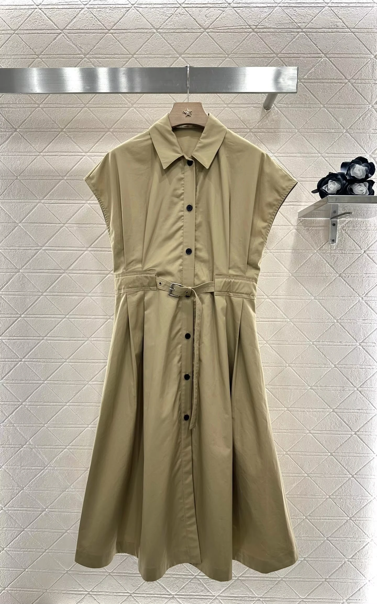 

Designer Brand 2025 New Twill Pure Cotton Material Belt Waist Dress