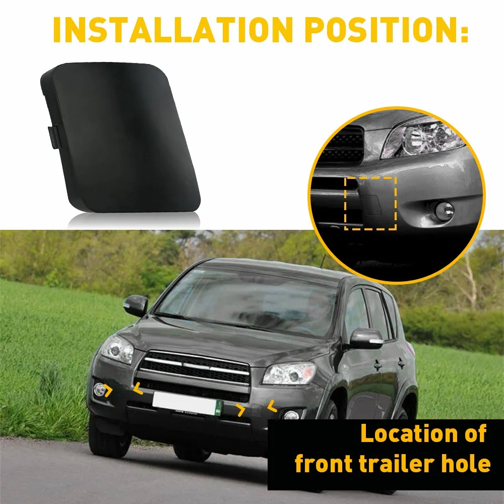 2Pcs Tow Hook Cover Cap Front Car Left & Right Bumper For Toyota RAV4 2006 2007 2008 Accessories Black Coupler Trailer Cover Cap