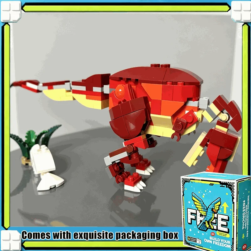 166PCS MOC Tyrannosaurus Rex Dinosaur Model Custom Building Blocks Prehistoric Animal Display Set Creative Educational Toy Gift