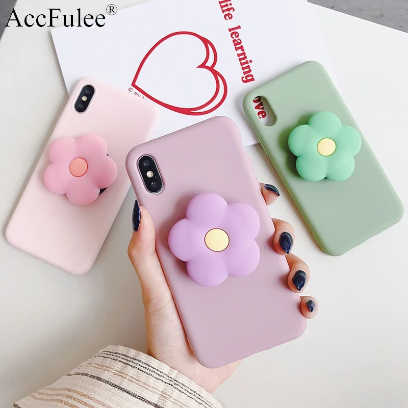 Cute Flower Phone Holder Case for Oneplus 12 11 Pro 10R 10T 9RT 8 7T 6T 5T One Plus Nord CE 2 Lite Stand TPU Soft Back Cover