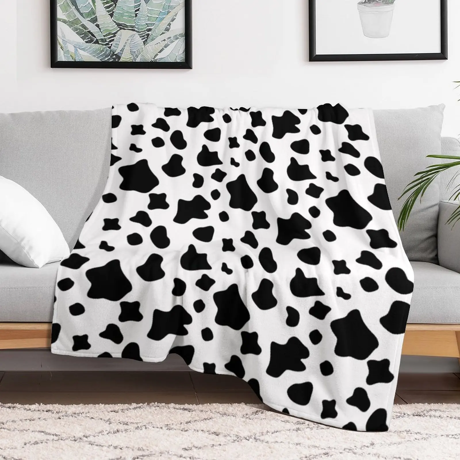 Black and white cow spots pattern, animal fur Throw Blanket Warm Luxury Blankets