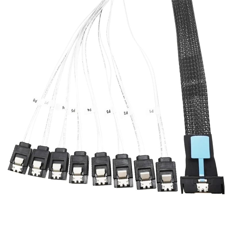 QWE-0.5M PCI-E Slimline SAS SFF-8654 8I إلى 8X SATA Server كابل تحويل القرص الصلب SFF-8654 74P إلى 8Xsata 7P الحبل
