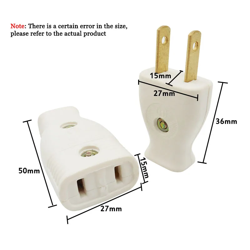 2Pin Japanese plug Butt Electrical Plug Socket Power Connector Cable Cord Female Male DIY Rewireable Power Plug 15A 125V