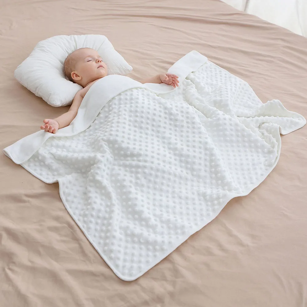 Baby Swaddle Wrap Blanket Soft Plush Receiving Blankets Boys Girls with Raised Dots Kids Air Conditioning Blanket 75*100cm