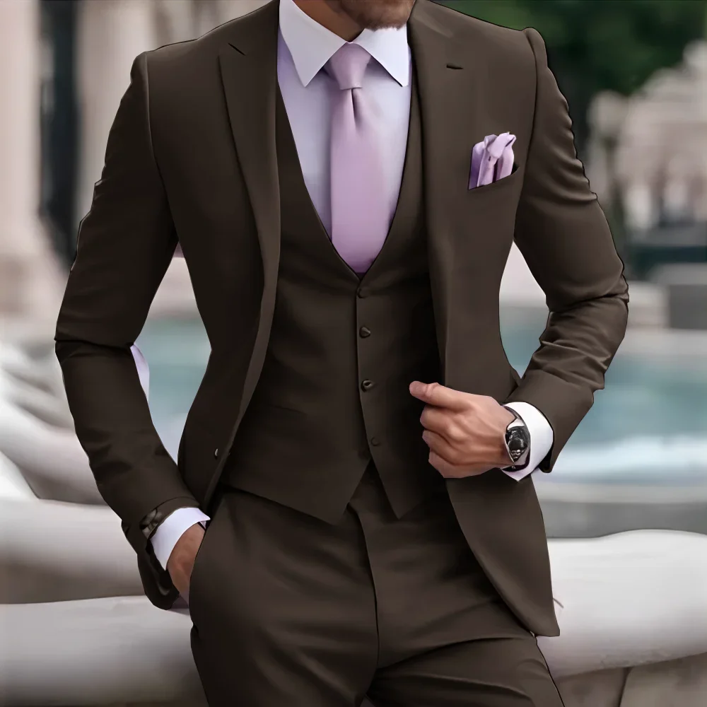 Violet Suit for Groom Wedding Tuxedo Men's Elegant Suit 3-Piece Suit (Jacket Pants Vest) Formal Custom Outfit - Image 5