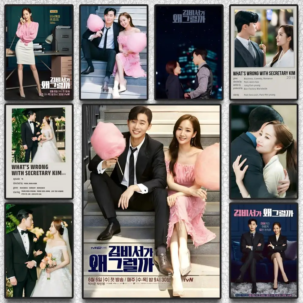 ¿Qué pasa con la secretaria Kim? Póster adhesivo para pared, impresión artística impermeable, decoración estética para el hogar, sala de estar y dormitorio