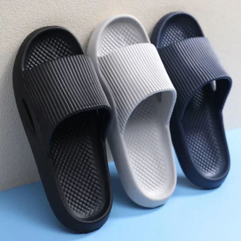 Fashion Men's Women's Sandals Anti-Slip Wear-Resistant EVA Thick Sole Comfortable Home Slippers Bathroom Bath Flip-Flops