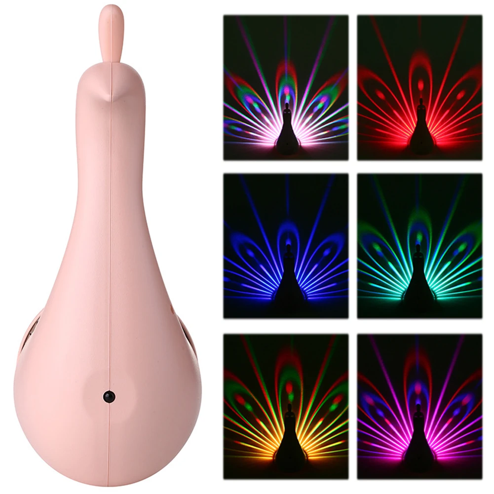LED Peacock Projection Lamp Colorful Wall Lamp with Remote Control Atmosphere Lamp Night Light Bedside Lamp for Home Bedroom