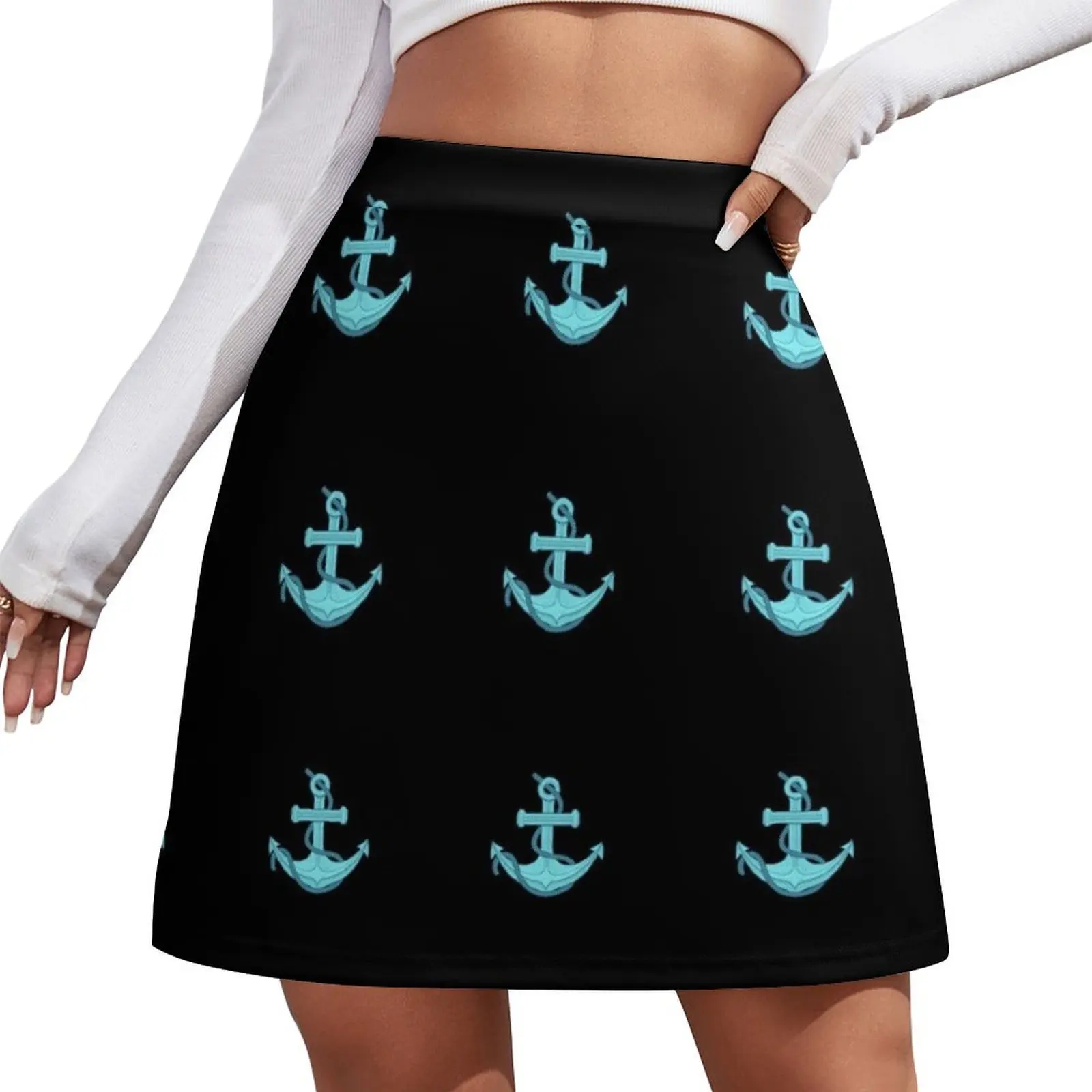 Anchor pattern Mini Skirt elegant social women's skirts Short skirts cute skirt Short women′s skirts