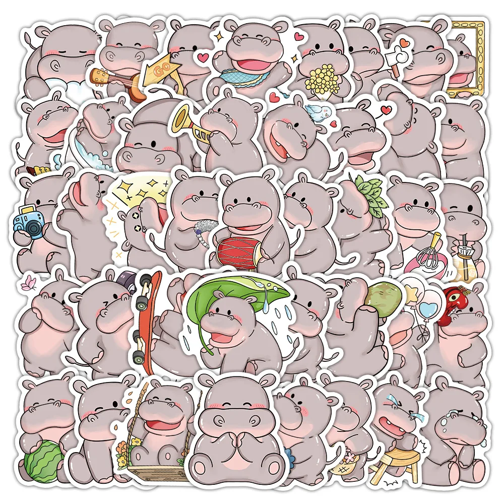 10/30/54 قطعة الكرتون الحيوان لطيف ليتل فرس النهر ملصق Kawaii الكتابة على الجدران مائي الاطفال لعبة DIY بها بنفسك سجل القصاصات المحمول كوب ماء جراب هاتف