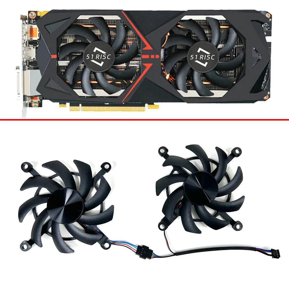 

NEW 2PCS 85MM 4PIN Cooling Fan For 51RISC GTX1080 1080Ti 1070 GPU Fan video card fan