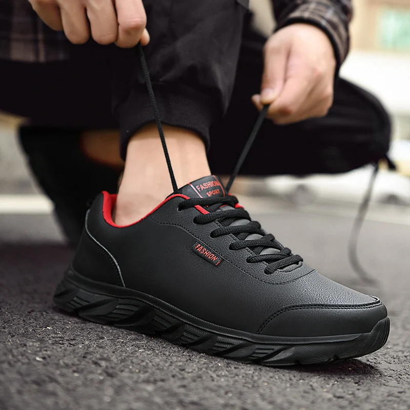 Men's Casual Sports Shoes Leather Waterproof Sweat-absorbent Tennis Outdoor Long-lasting Cold Stick Shoes Men's Running Shoes