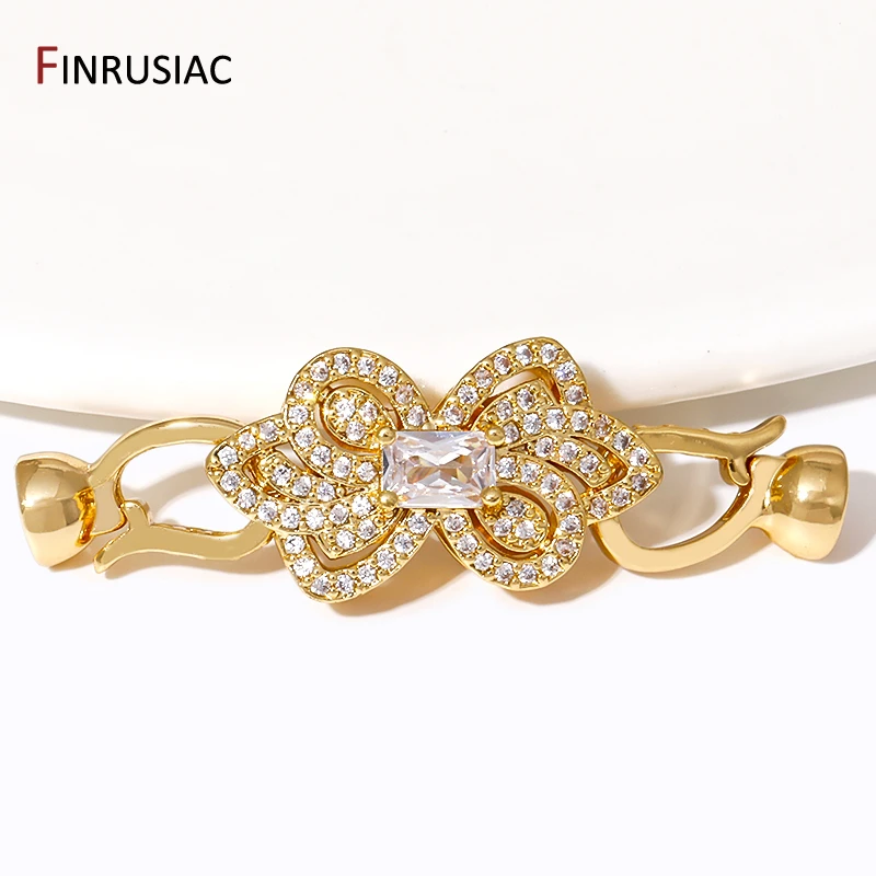 Trendy 18K Gold Plated Brass Fastener Closure Lock Clasps Accessories For DIY Women Beads Pearls Jewelry Making Material