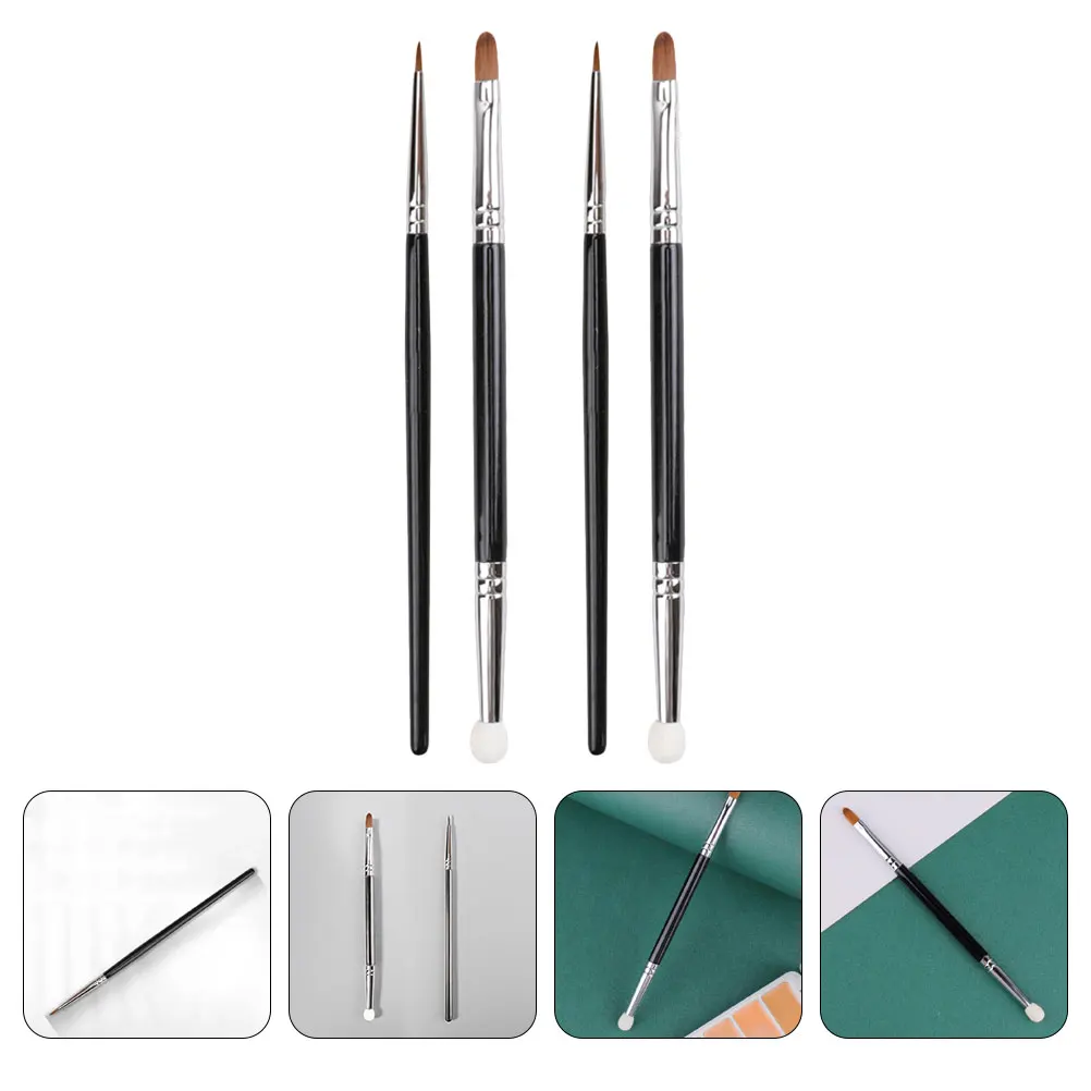 4Pcs Small Concealer Brush Double Head Fiber Makeup Tool for Blemish Cover Nose Shadow Eyeliner Precision Application Travel