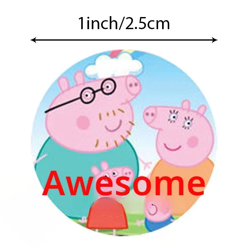 500Pcs/roll Peppa Pig Sticker Kawaii Cartoon Kids Reward Stickers Gift Decoration Decals Toys Sticker Kids Gift view 2