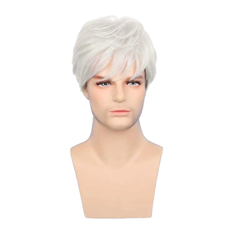 วิกผมทรงผมสั้นตรงแบบปัดข้างสำหรับผู้ชาย สไตล์อนิเมะ ใช้ได้ทุกวัน เหมาะกับการแต่งกาย งานปาร์ตี้ และการจำลอง