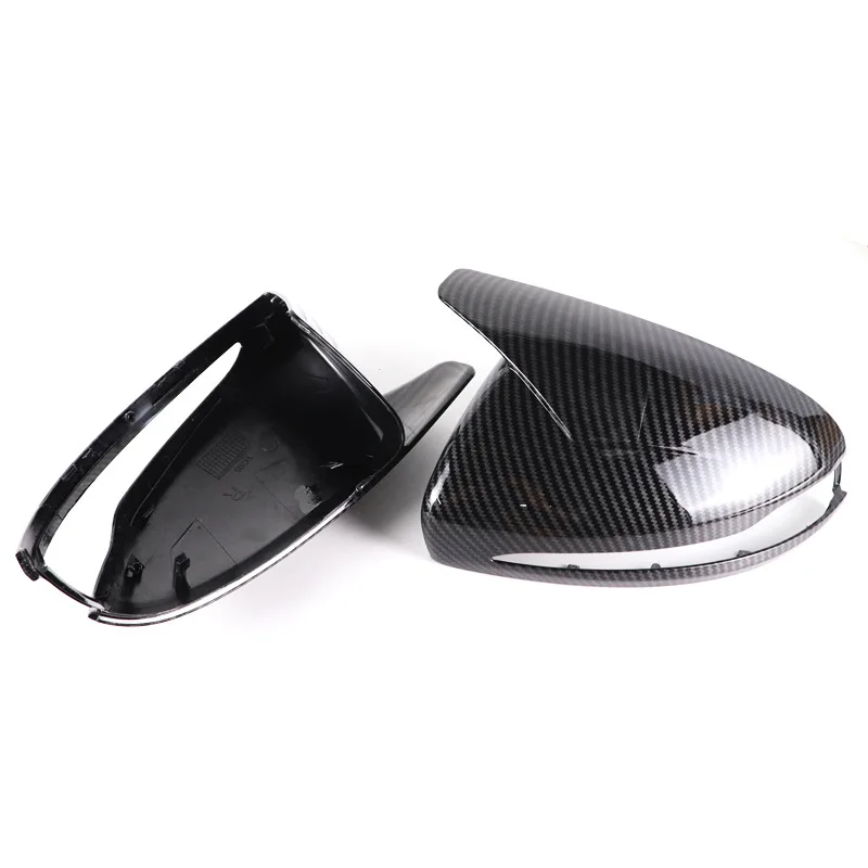 For Mercedes-Benz B, C, E, S, CLS, GLA, GLC W205 carbon fiber pattern /Glossy Black bull horn replacement mirror cover view 4