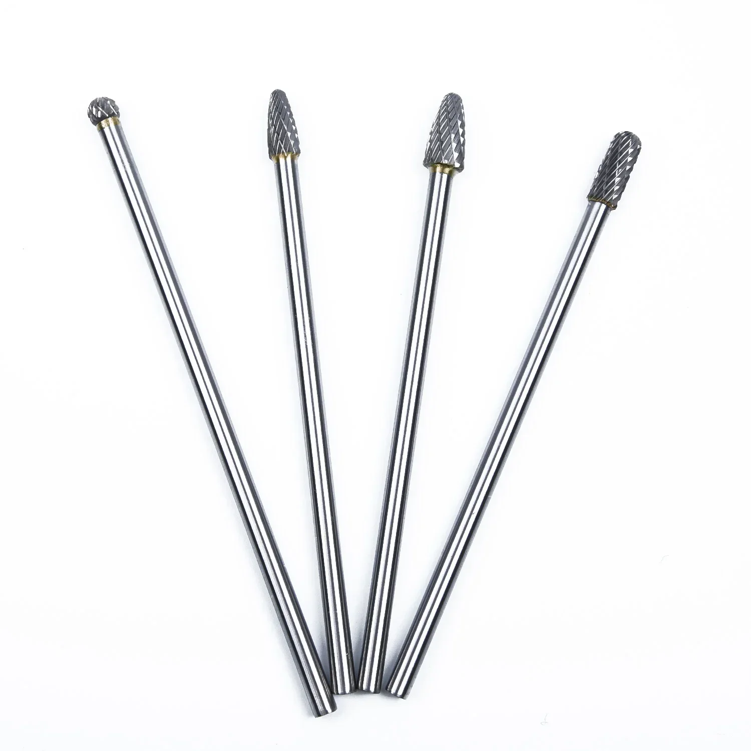 4Pcs/set Rotary Burr 1/4'' Shank 6'' Inch Long Reach Double Cut Carbide Tool Kit Carbide Rotary Tools Mechanical Parts