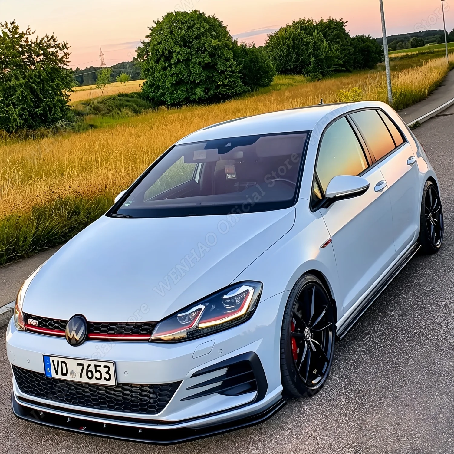 3Pcs Car Front Bumper Lip Splitter For VW Golf MK7 GTI GTD R R-line 2013-2020 Tuning Gloss Black Bumper Guard Trims Body Kits