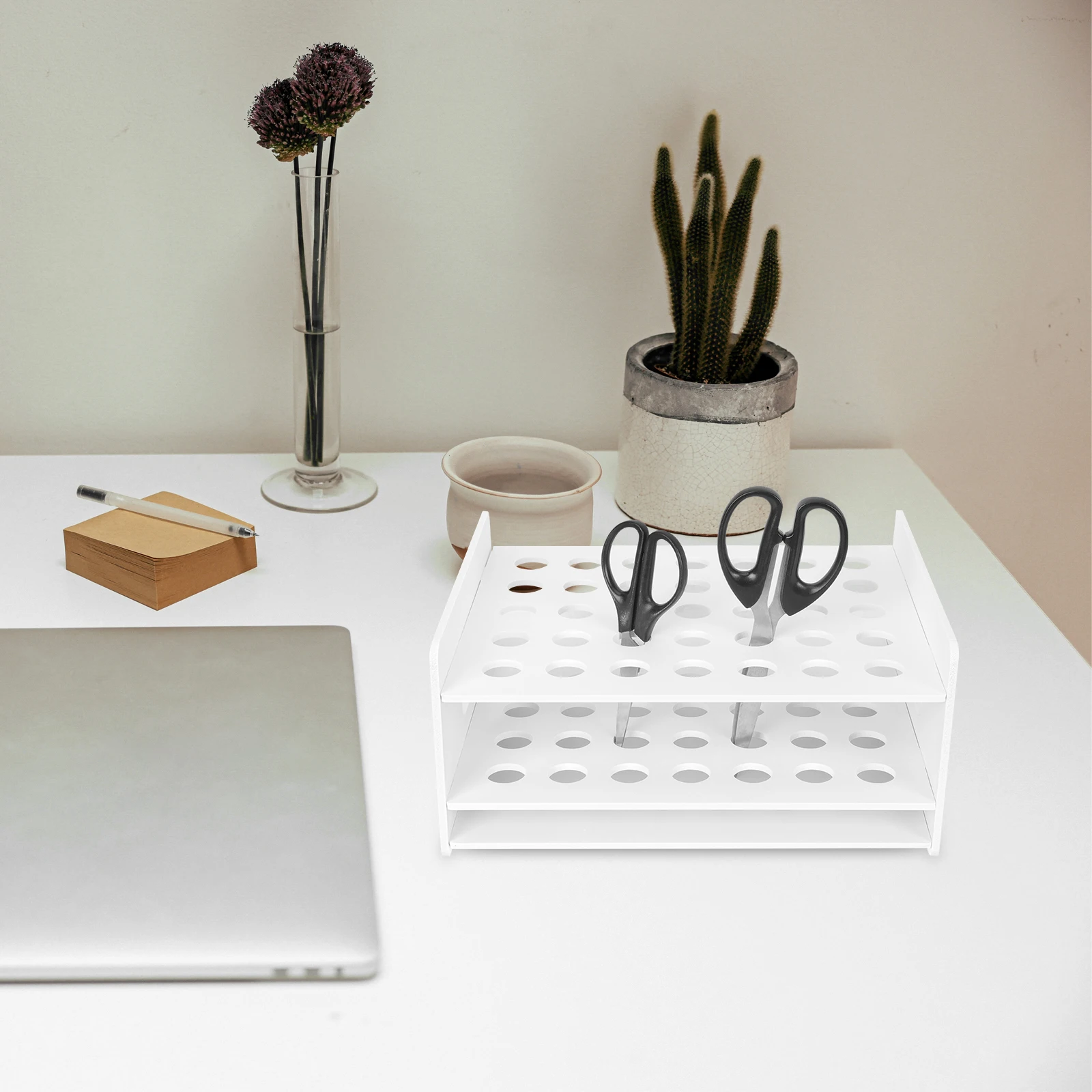 

Wooden Scissors Storage for Classroom Office Desktop Holder Test Tube Display Rack Kindergarten Supplies ganizer