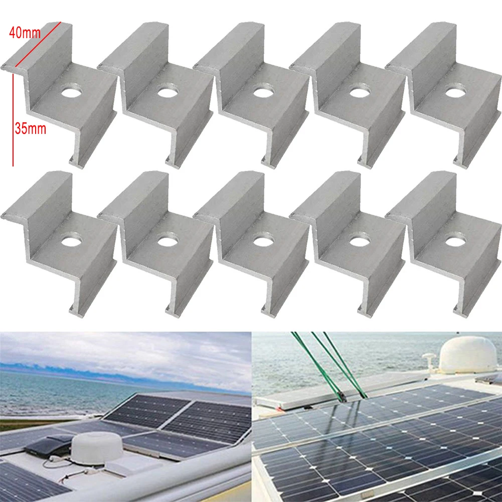 PV End Clamp Module Aluminum Alloy For 35/40mm Photovoltaic Edge Clamp Solar Panels 10pcs Set Accessories High Quality