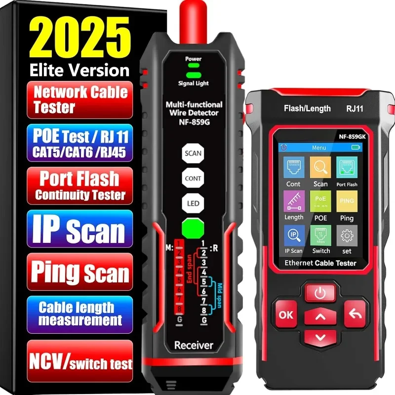 

NF-859GK Network Cable Tester with LP Tester,PING/POE/RJ45 RJ11 TDR CAT5CAT6 Cable Toner Ethernet Tester for Phone Lines CAT3