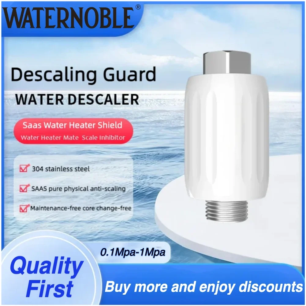 Waternoble Salt Free Water Descaler System For Water Heaters Smart Toilets Faucets Anti Limescale Corrosion 1/2 Inch Connector