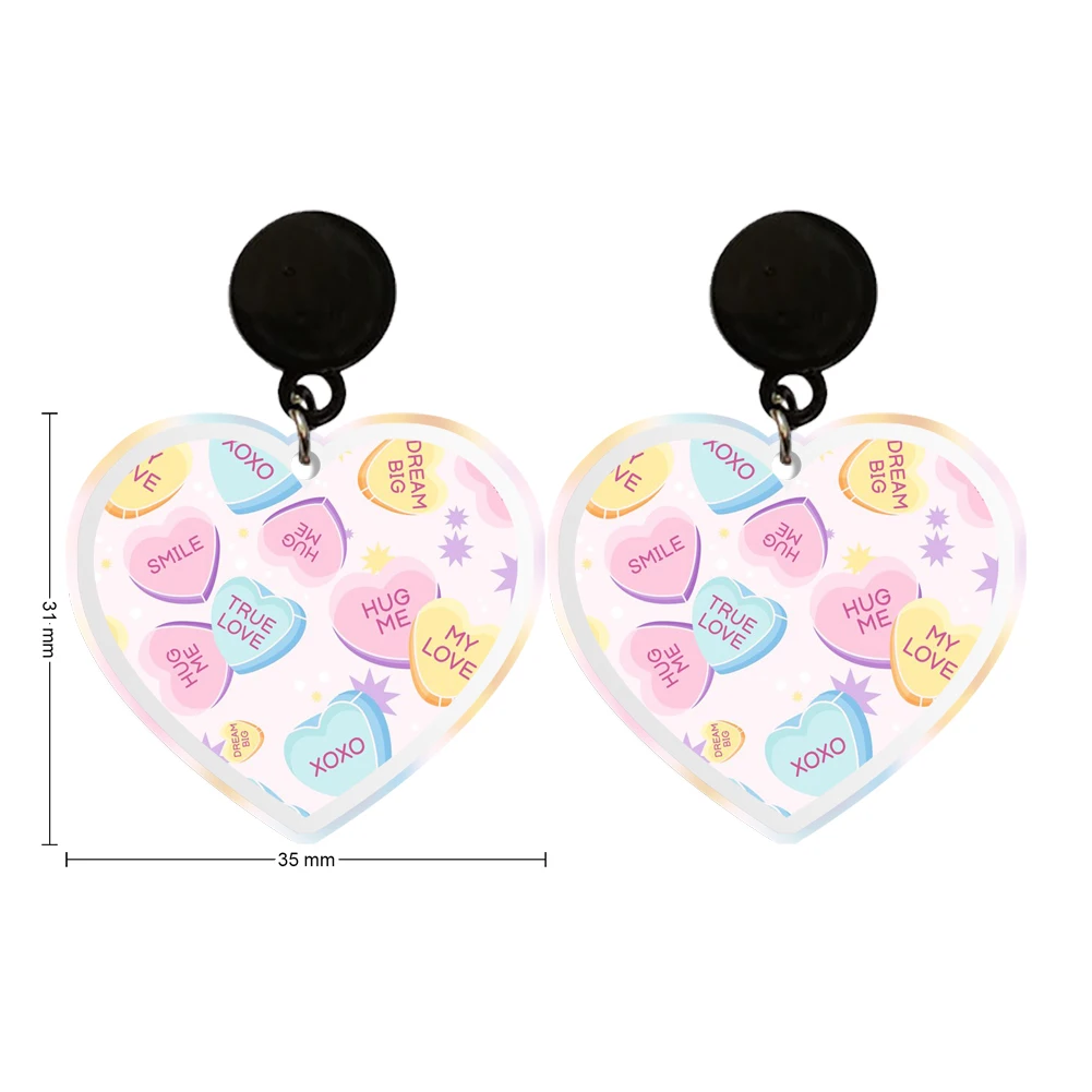 Herz niedlich transparente Acryl Tropfen Ohrringe Valentinstag Thema Liebe Herzen schöne Designs für Mädchen Frauen Ohrringe Haken