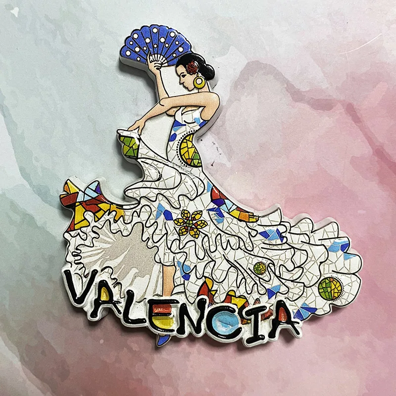 

Valencia Tourist Souvenir Creative Flamenco Dancer 3D Decoration 3d Painted Refridgerator Magnets