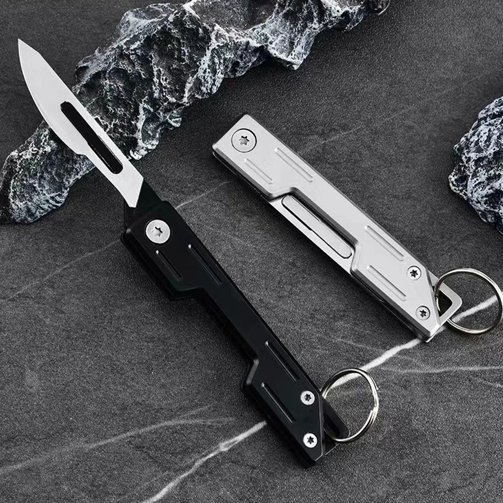 New Mini Stainless Steel Pocket Knife Kit, Folding Knife, Replaceable Blade, Sharp Knife Enthusiast, Handmade Knife