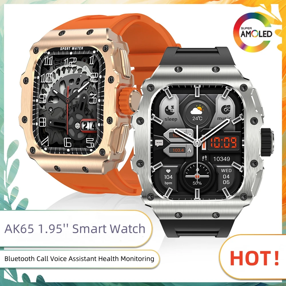 AK65 1.95'' Smart Watch Men Sport Fitness Bluetooth Call Voice Assistant Health Monitoring Women Waterproof Men's Watch Bracelet