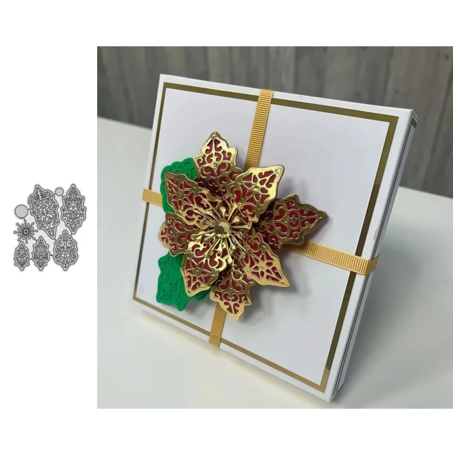 Elegante Weihnachtsstern-Blütenblätter Metall-Stanzformen für DIY Scrapbooking, Kartenherstellung, Schablonen, Prägung, Basteldekoration