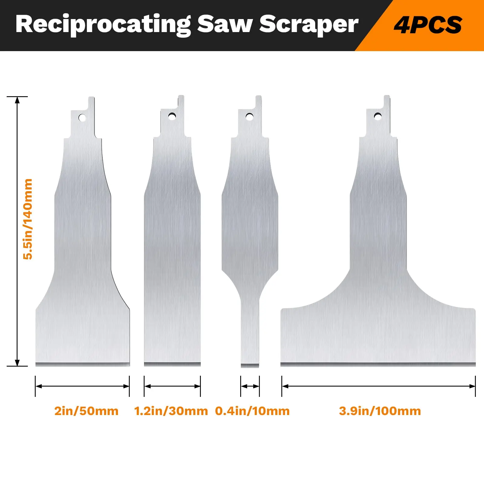 SAKER 4PCS Reciprocating Saw Scraper Blades Carbon Steel Reciprotools Adapter for Reciprocating Saw Accessoriesas