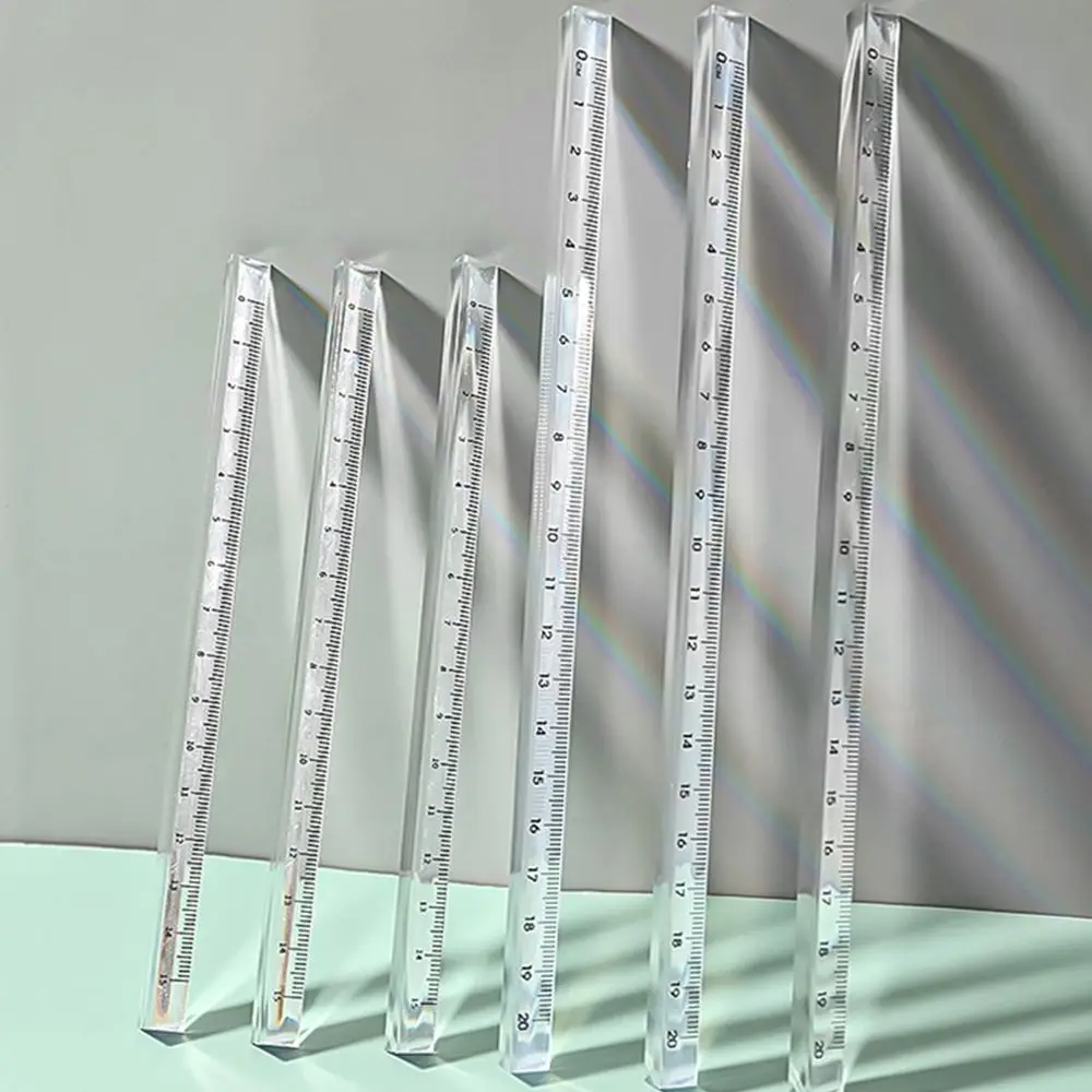 15/20cm Acrylic Scale on Both Sides Triangular Rulers Students Stationery Measuring Tools Transparent Straight Ruler