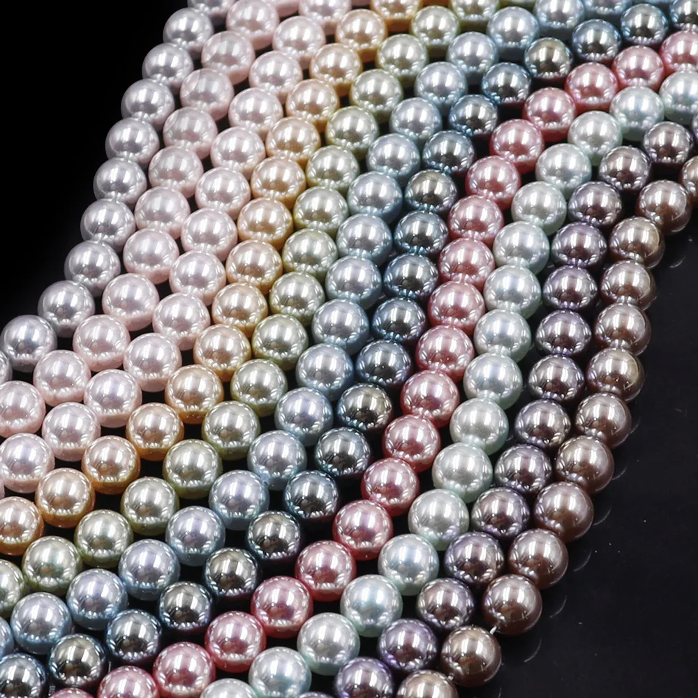 8 مللي متر مطلي لامعة أورورا اللؤلؤ متعدد الألوان الزجاج تقليد اللؤلؤ قلادة سوار الملابس والاكسسوارات DIY بها بنفسك #2