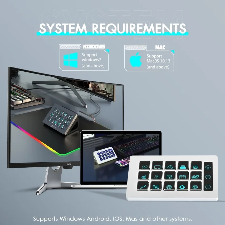 Visual Stream Deck Keyboard Lcd Button 15 Keys Live Content Creation Controller Custom Button For Windows/Macos/Android/Ios Gift