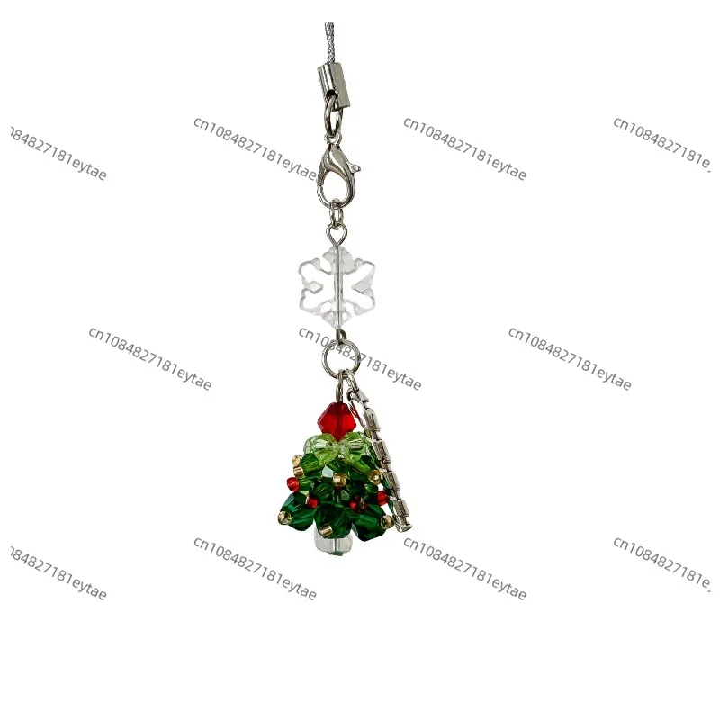 

Christmas Tree Mobile Pendant Crystal Beads CCD Earphones U Disk Pendant Christmas Snowflake Bag Hanging Keychain