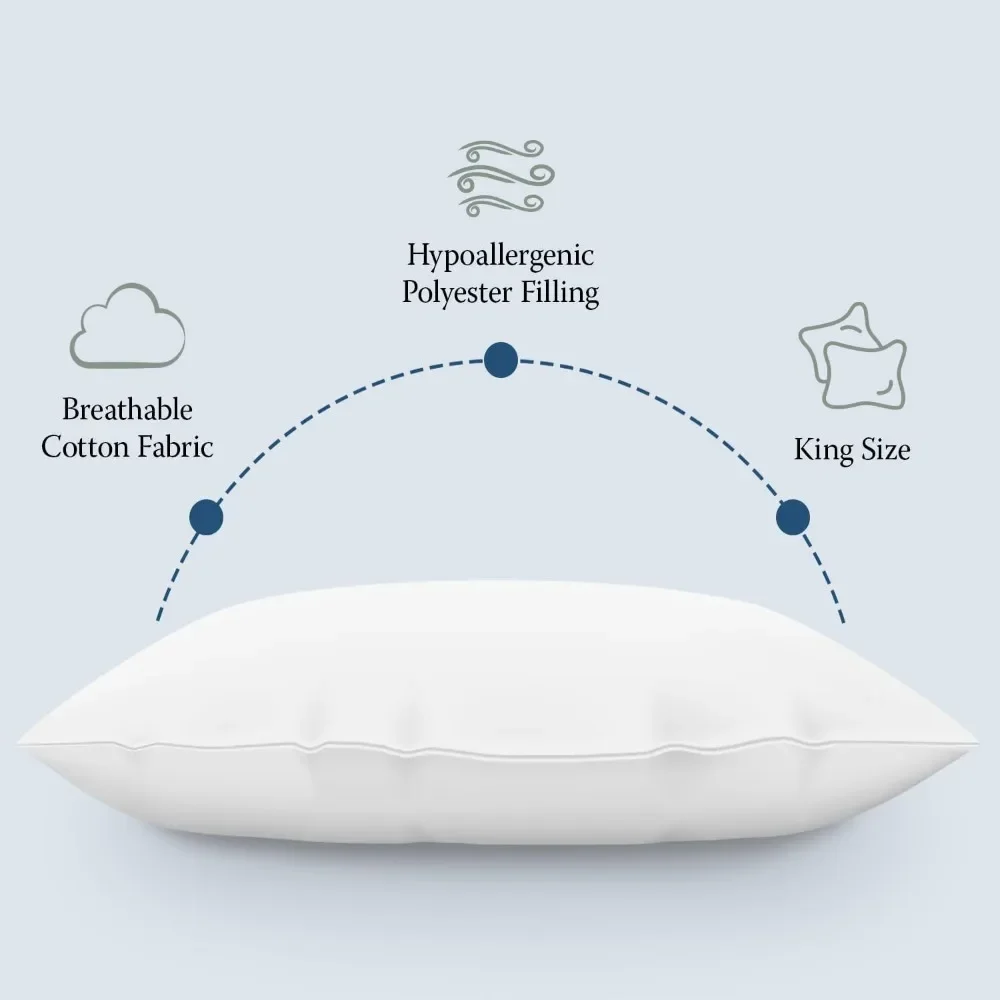 Low Allergy Down Replacement Bed Pillow -soft/medium Density,suitable for Sleeper and Rear Sleeper -machine Washable and Dryable