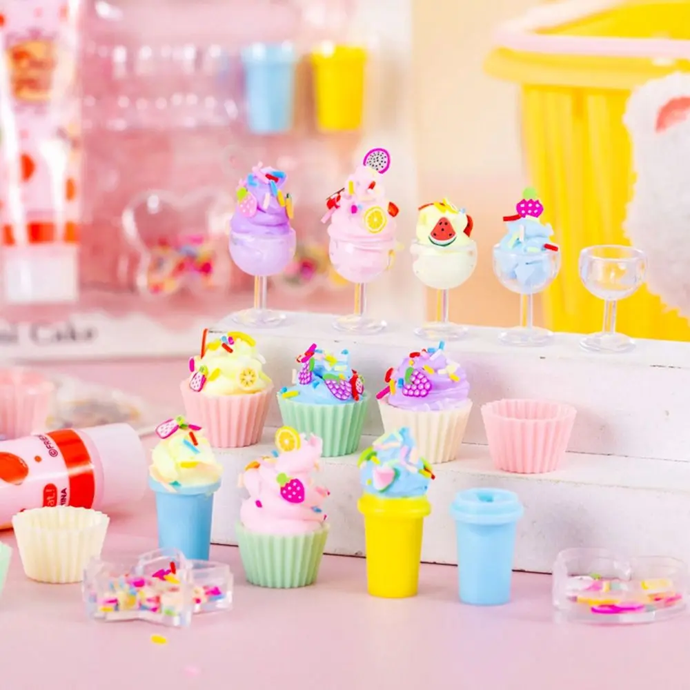 10pcs/Set Mini Simulation Cream Ice Cream Dessert Making DIY Cream Glue Cake Model Handmade Small Parts Play House Toy Girls