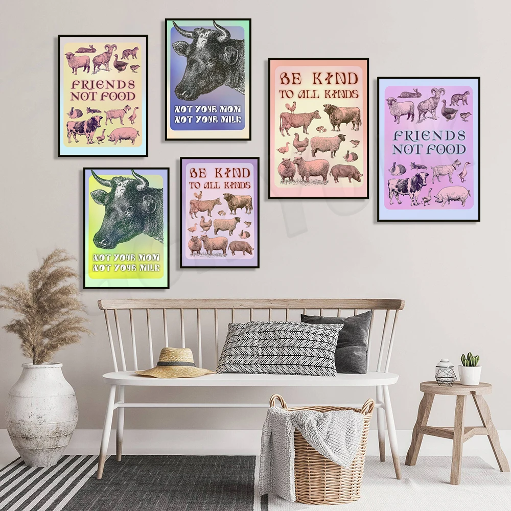 Kindness to All Kinds, Vegan Poster Vegan Gift, Hippie Poster, Fashion Print, Vegan Poster Vegan Gift, 2000 Millennium Decor