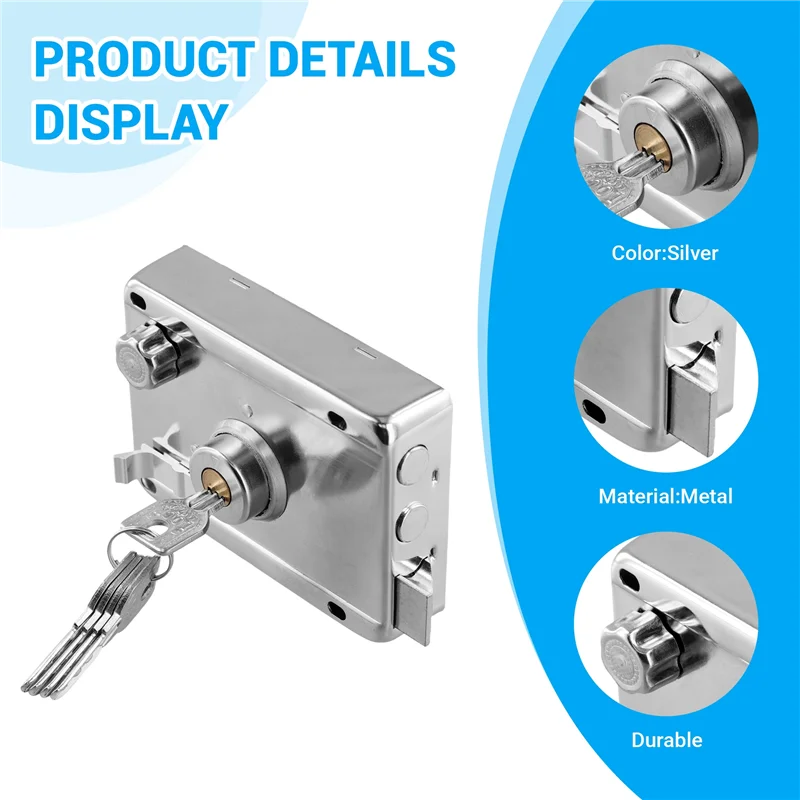 A008 Exterior Door Locks Security Anti-Theft Lock Multiple Insurance Lock Wood Gate Lock Hardware Indoor Dormitory