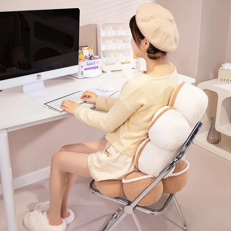 Almohada de felpa de planta de flor de 5 pétalos de 50x50cm, cojín de asiento relleno de cuatro colores para suelo interior, silla, sofá, decoración de habitación, regalo