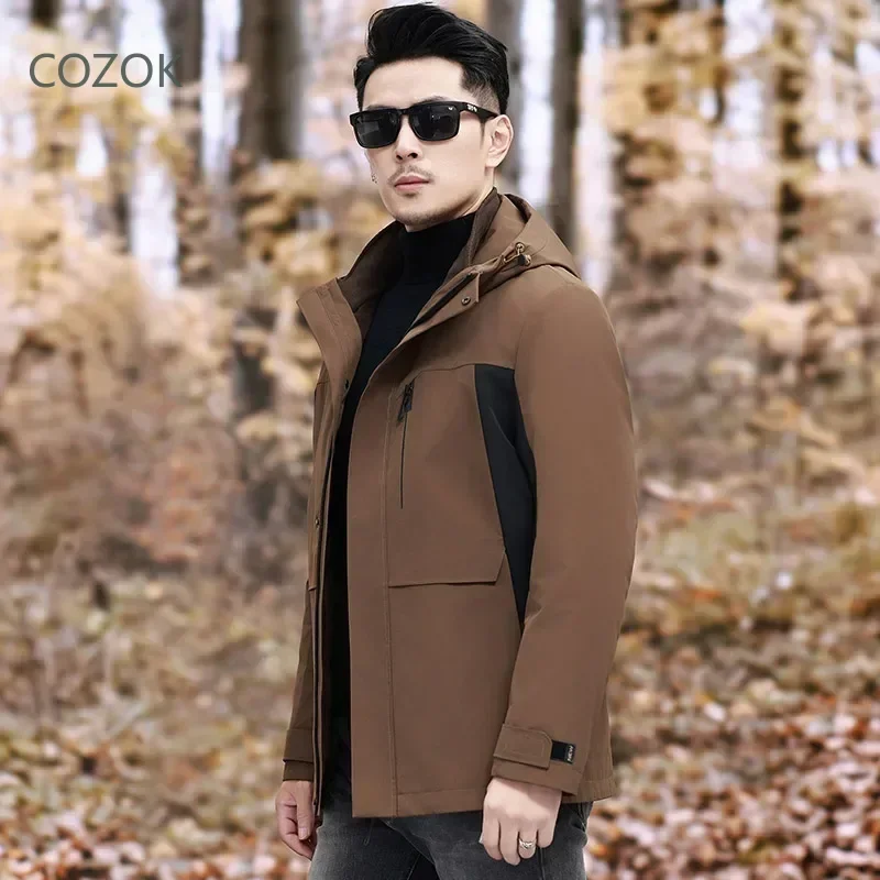 

COZOK Short Down Jacket Hooded Jackets Male Winter Brand Duck Down Removable Liner Padding Lightweight Padded Jackets Men's Coat